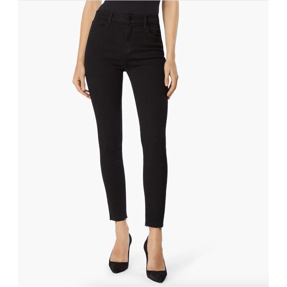 J Brand Vesper Black Alana High Waist Raw Hem Ankle Skinny Jeans 30 - Picture 4 of 16